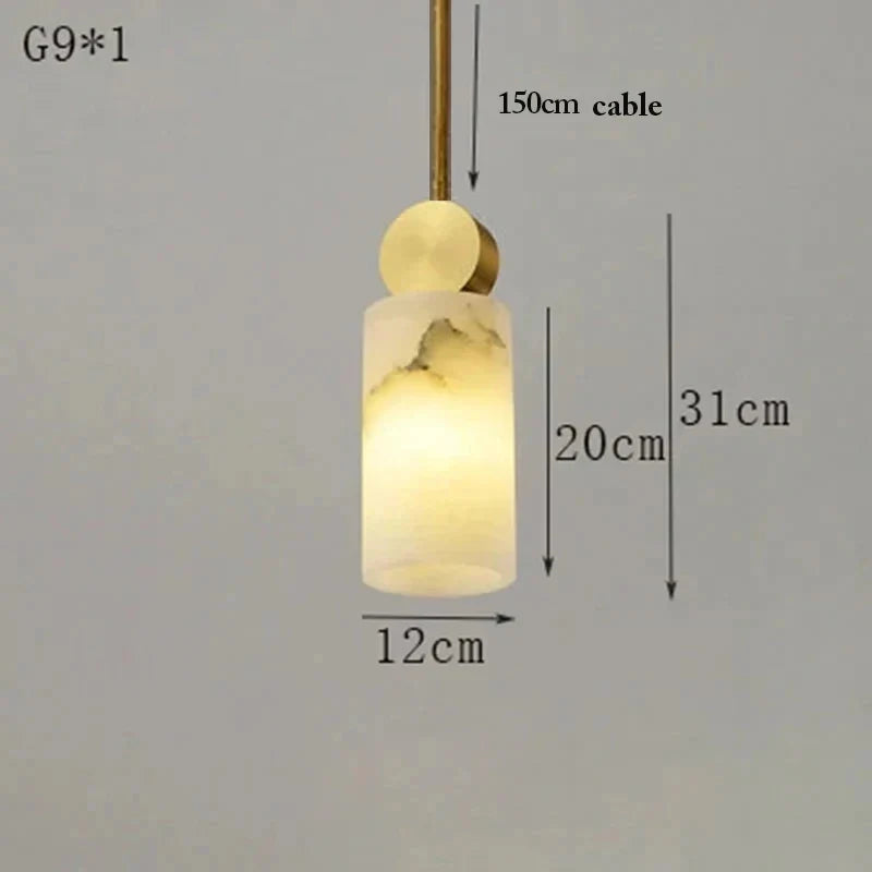 Suspension nordique en marbre et cuivre avec lumières led