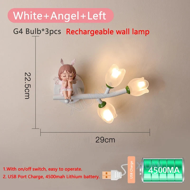 applique murale rechargeable en résine pour chambre d'enfant décorative