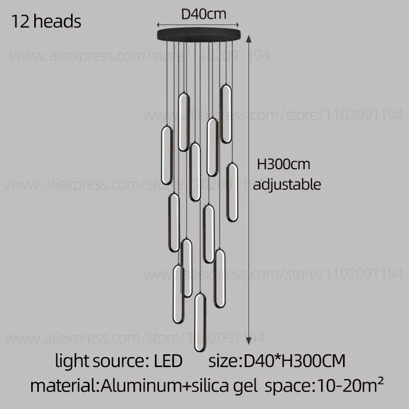 lustre ovale led minimaliste pour duplex hôtel penthouse