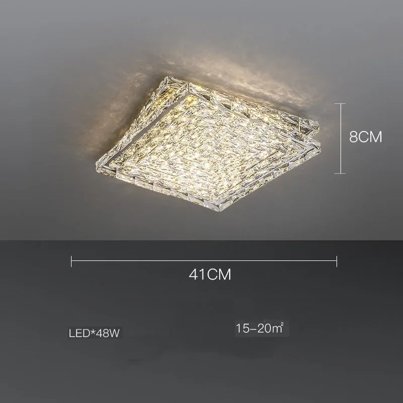plafonnier led carré en cristal design moderne pour décoration intérieure