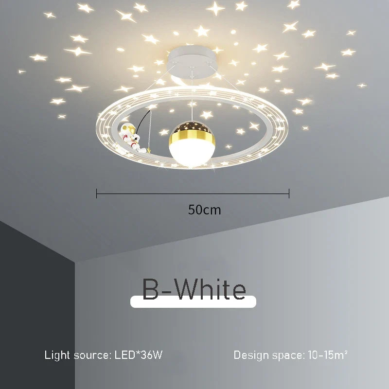 Lustre LED rond d'astronaute à gradation pour chambre d'enfant