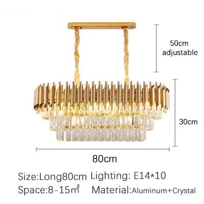 lustre en cristal luxueux avec éclairage led pour intérieur