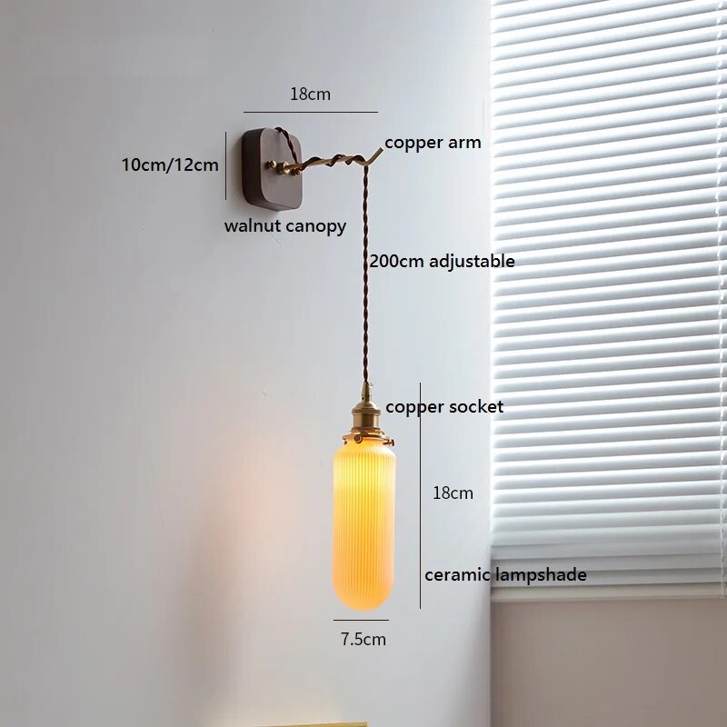 applique murale led noyer cuivre moderne baguette plug-in