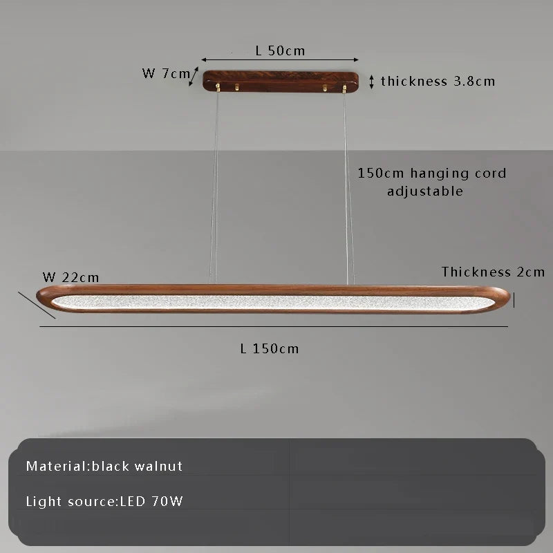 Suspension moderne en noyer pour bar led décoratif