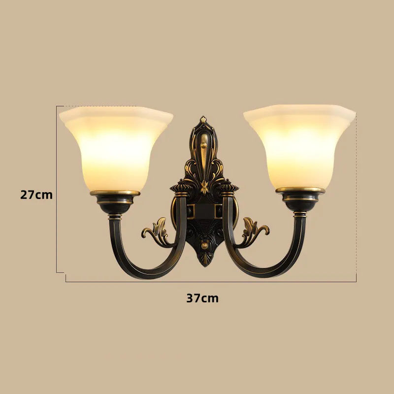 lustre vintage en cuivre avec abat-jour en verre dépoli