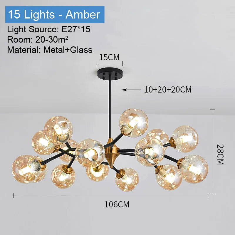 plafonnier led suspendu boule de verre design moderne luminaire intérieur