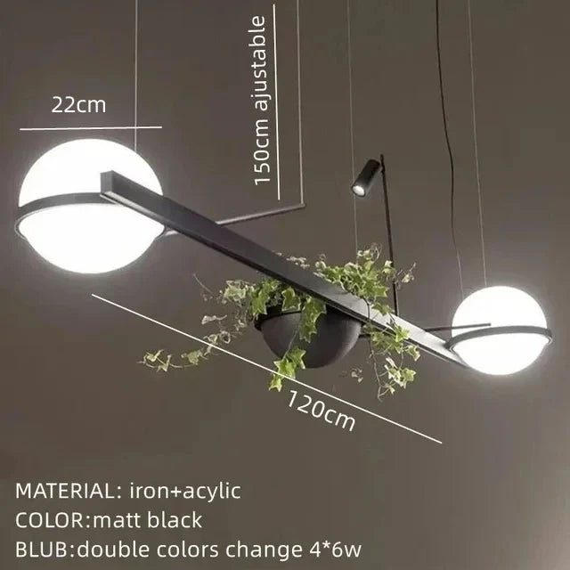 lustre moderne diy led avec pot de fleurs pour jardin céleste