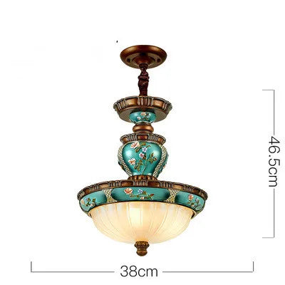 lustre vintage européen en verre résine avec fleurs sculptées