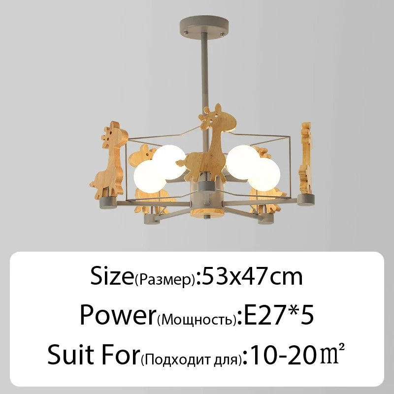 lustre en bois nordique lampe animal pour chambre enfant