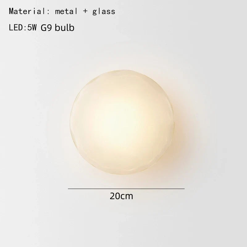 applique murale nordique en verre transparent avec lampe en métal