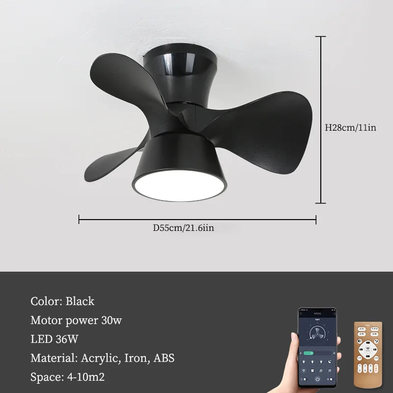 lustre moderne à led avec ventilateur pour intérieur