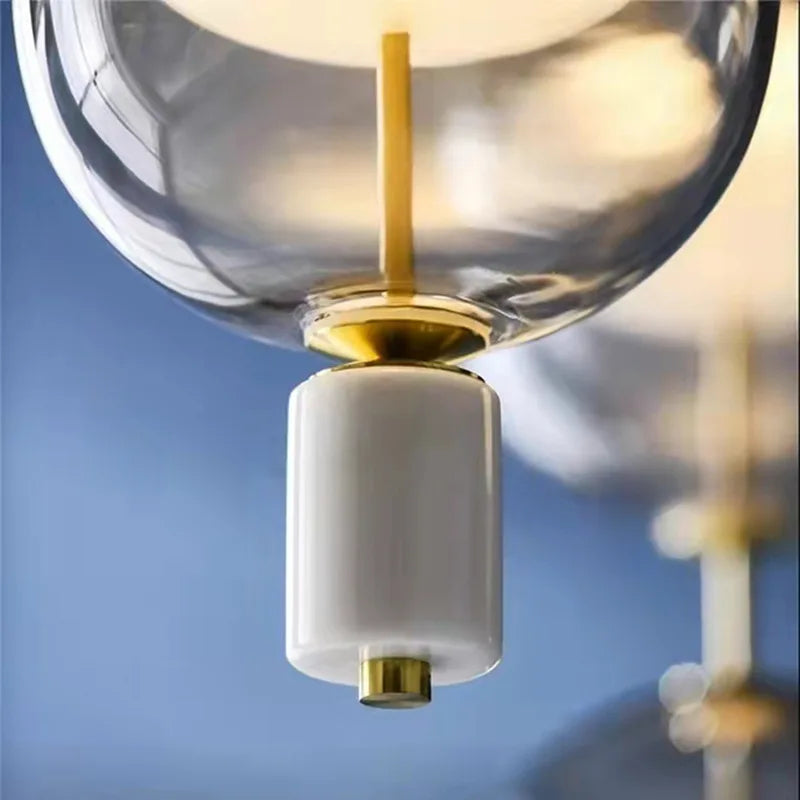 suspension en verre nordique avec plafonnier en marbre et métal
