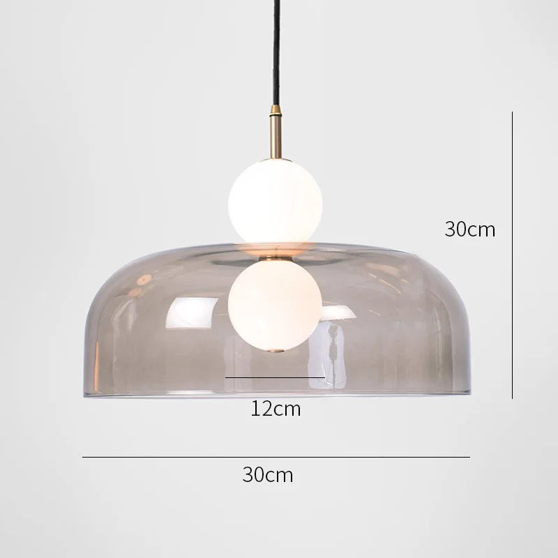 Nordic Glass Chandelier Double Balls Pendant Light Suspension Hanging Lamp for Kitchen Dining Room