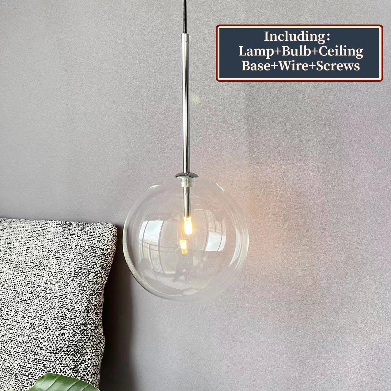 Boule de verre suspension LED éclairage cuisine salle à manger Restaurant lampe suspendue chambre chevet plafond lustre hôtel décoration