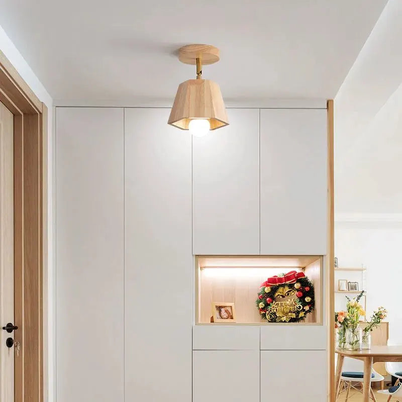 Plafonnier LED moderne en bois pour allée chambre vestiaire toilette magasin couloir luminaire sur rail Long lustre avec projecteur