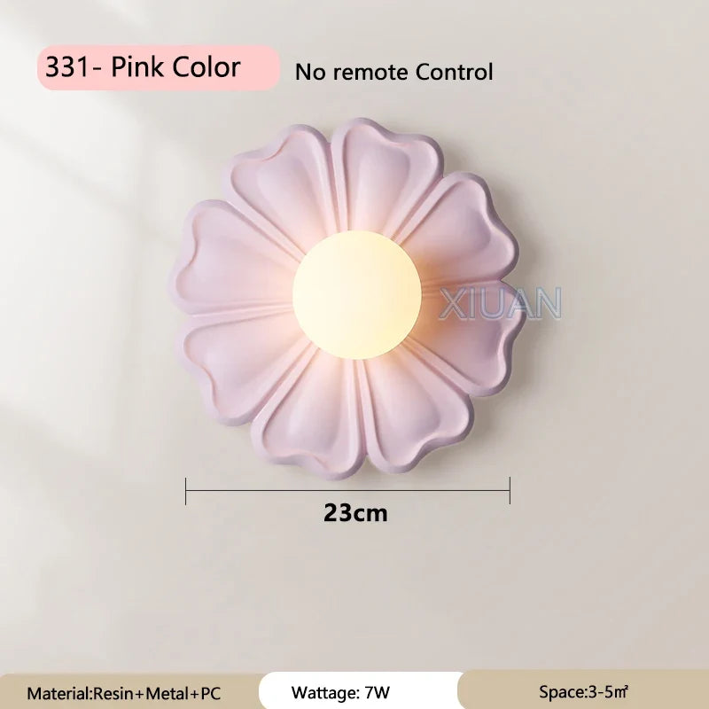 applique murale créative lampe à fleurs en résine pour enfants