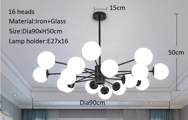 lustre moderne en verre pour intérieur lumineux