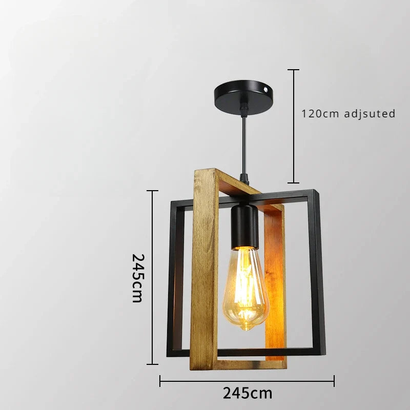 suspension en bois trapézoïdal double couche style industriel rétro