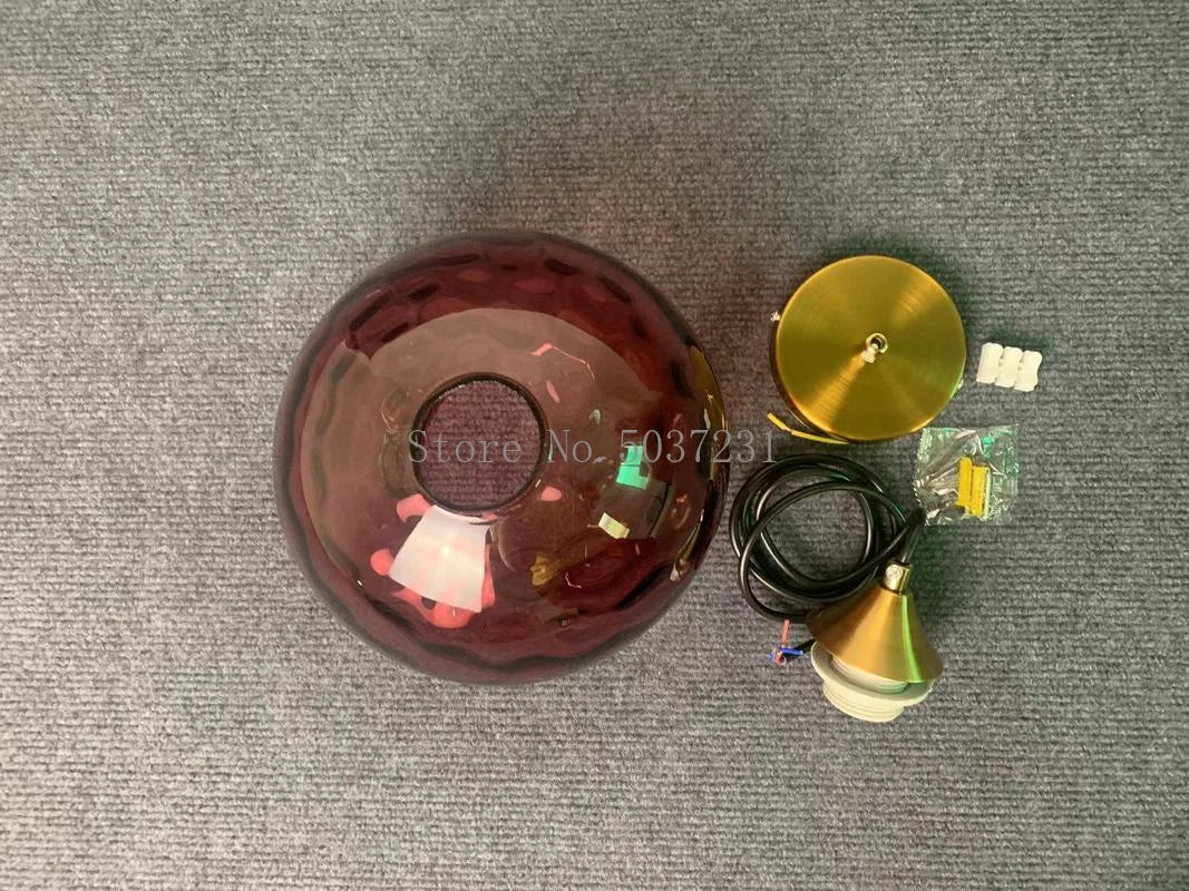 Lustre boule de verre coloré nordique lampes suspendues moderne Grain d'eau Restaurant cuisine luminaire suspendu chambre lampe de chevet