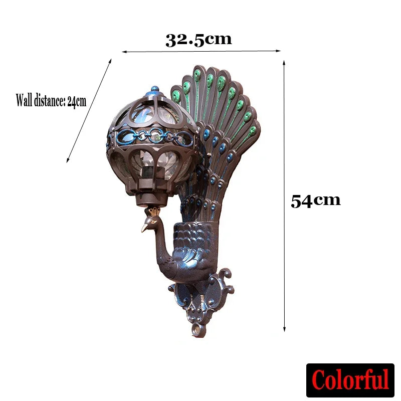 applique murale Style européen rétro paon Led hôtel Art balcon Villa porte lumière adapté à l'éclairage intérieur/extérieur
