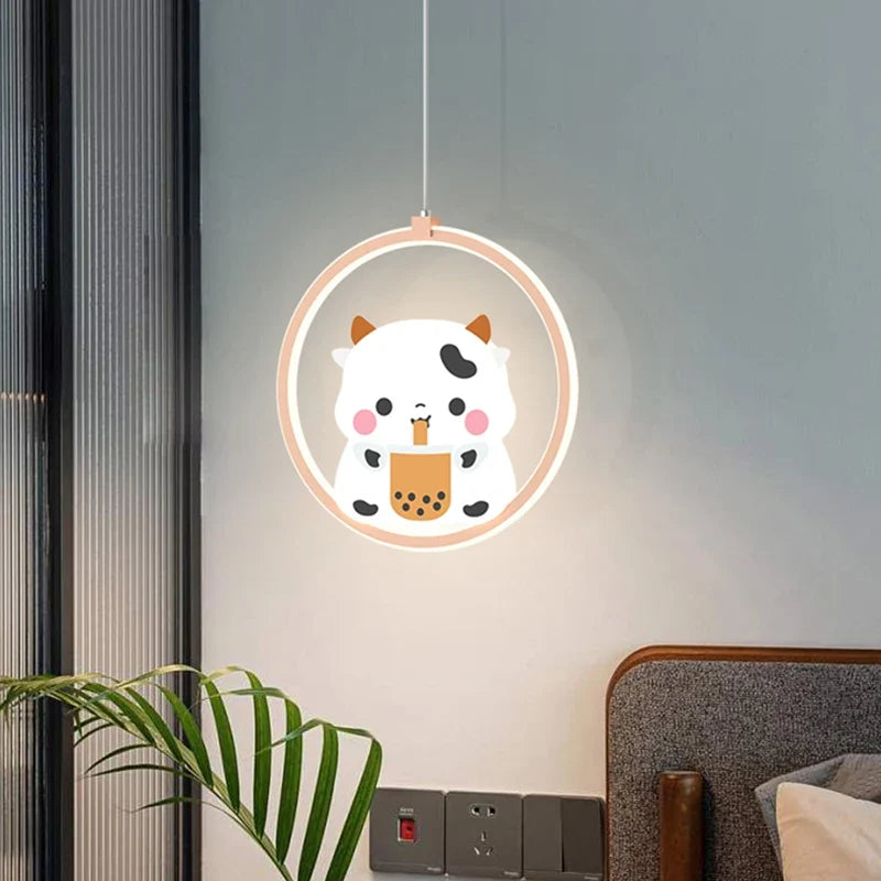 suspension mignonne vache ours rose pour chambre enfant