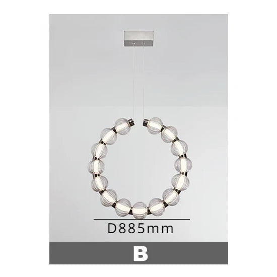 lustre led de luxe style collier de perles chromé