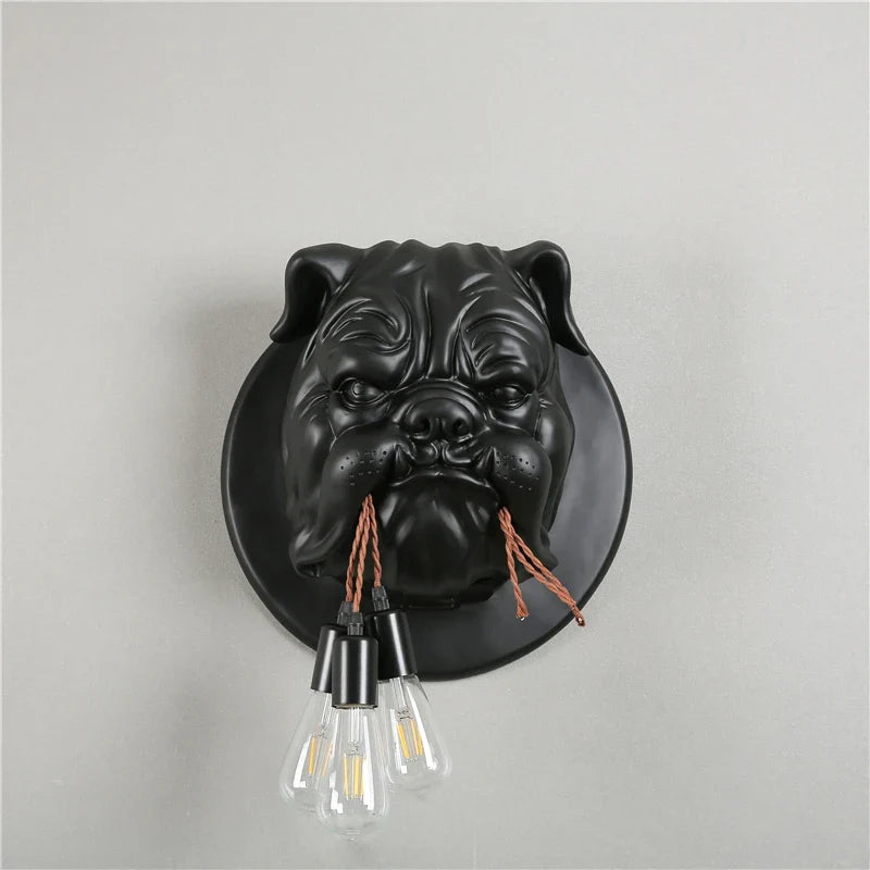 applique murale en résine décorative avec tête de chien nordique