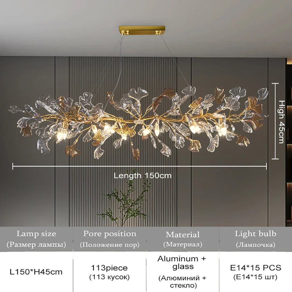 Lustres de conception nordique feuilles de verre émaillées suspension pour hôtel salon salle à manger chambre Art hall décoration lustre
