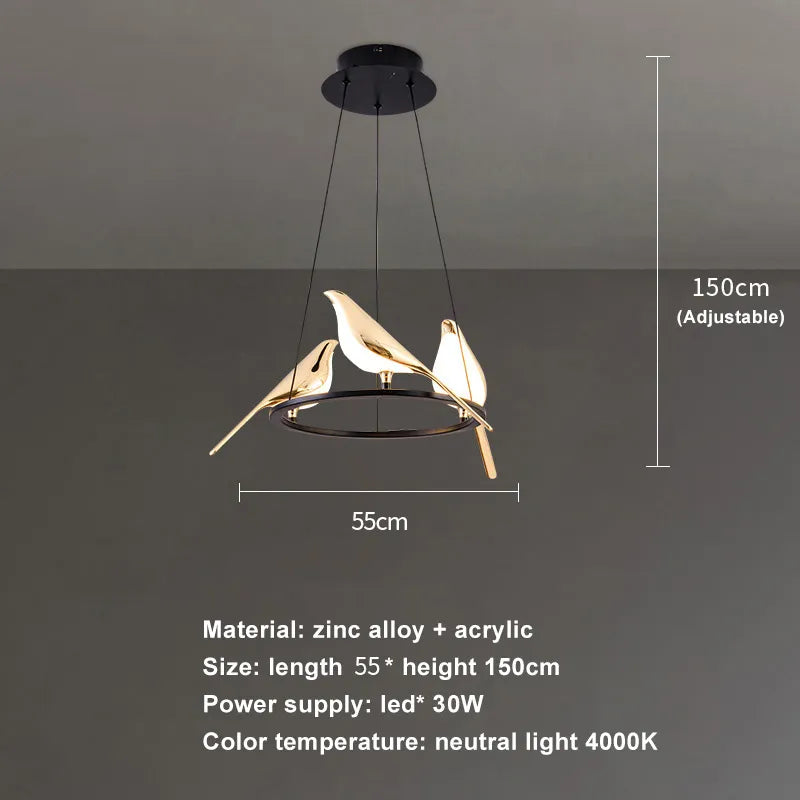 Nordique créatif pie suspension lumières lumière de luxe postmoderne personnalité suspension lampe étude chambre chevet Led lustre