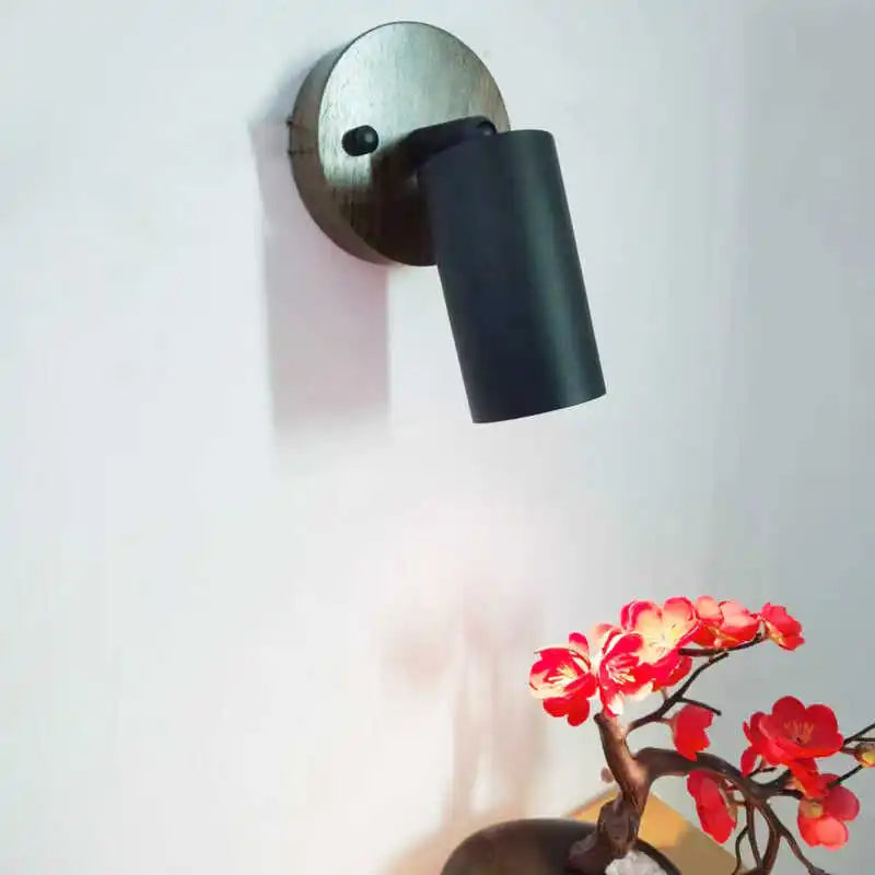 applique murale japonaise en bois avec interrupteur et rotation
