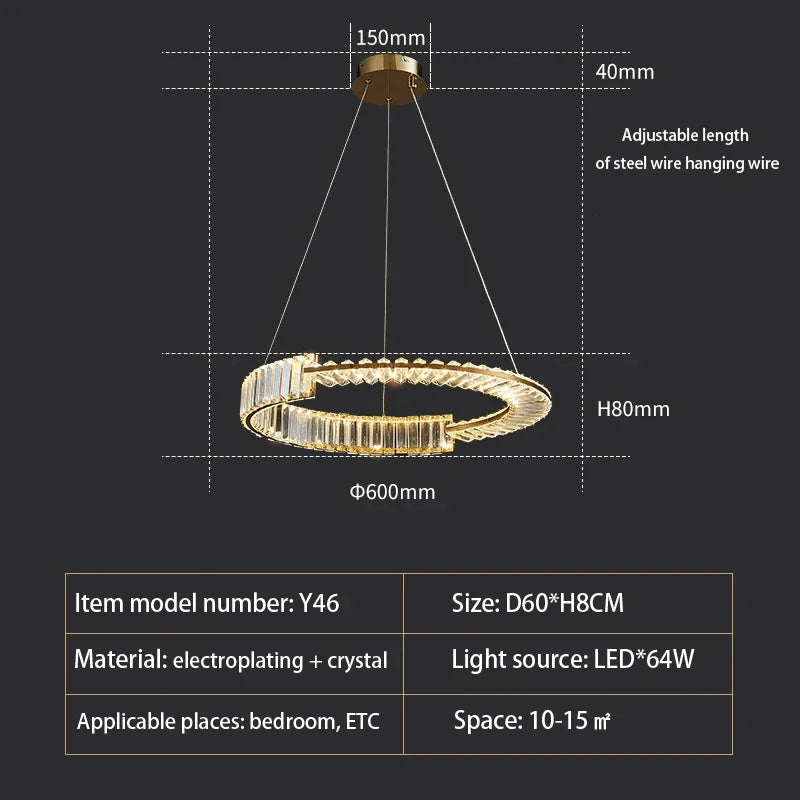 lustre moderne en cristal k9 pour décoration intérieure élégante