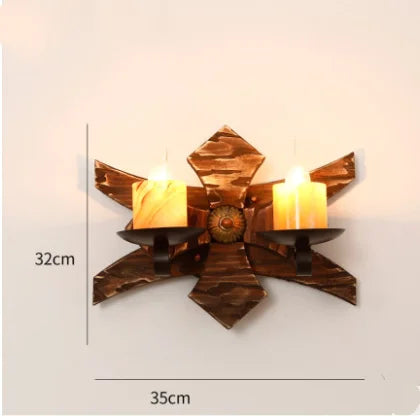 Applique murale LED industrielle rétro en bois