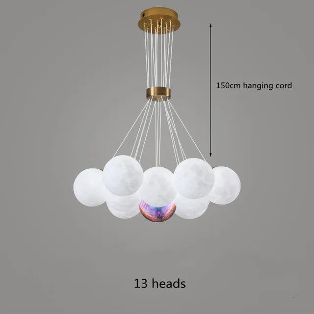 lustre nordique boule de verre planète lune imprimé en 3d éclairage créatif