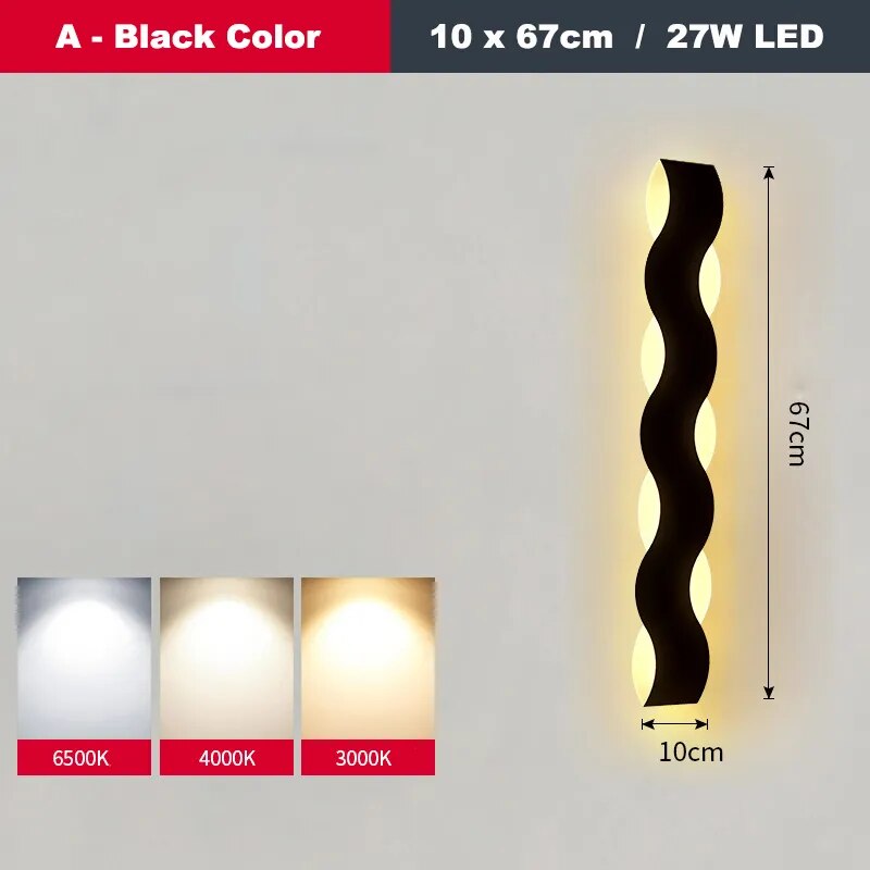 Applique murale LED moderne en forme de vague pour couloir intérieur