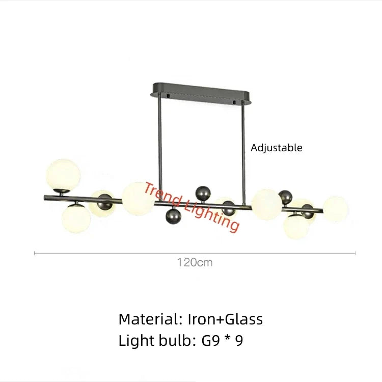 lustre moderne en métal et verre 	 réglable