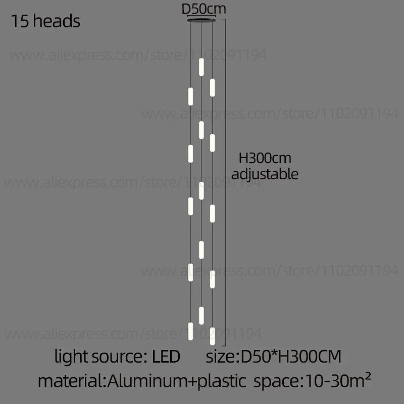 lustre led nordique pour escalier duplex penthouse villa