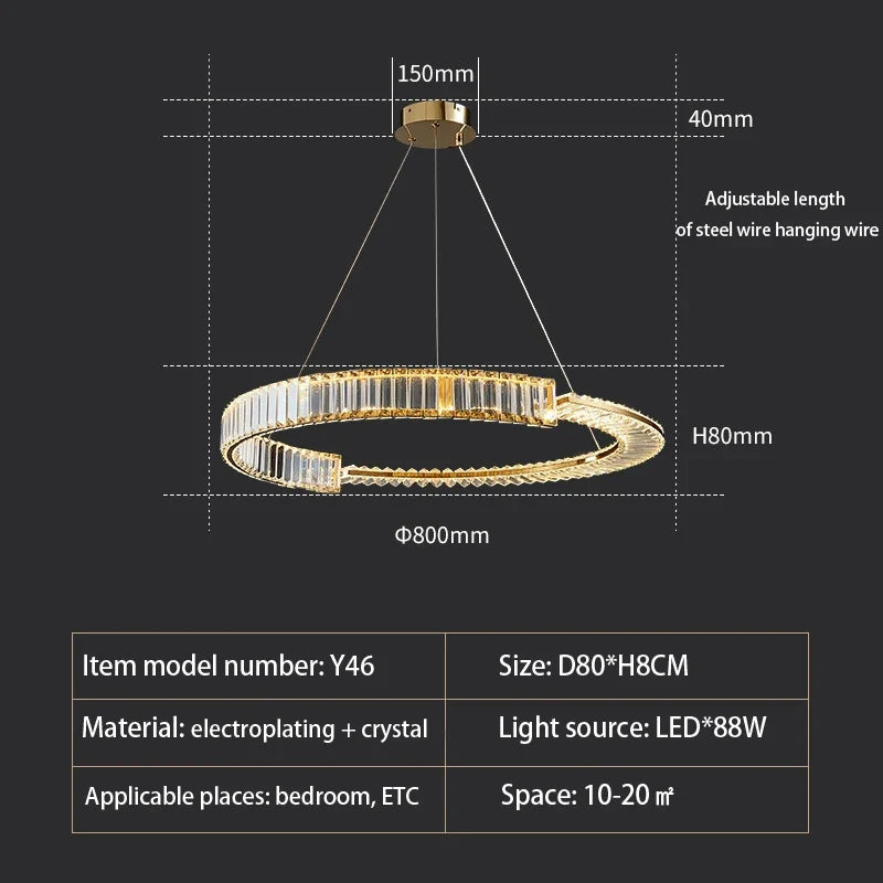 lustre moderne en cristal k9 design nordique pour décoration intérieure
