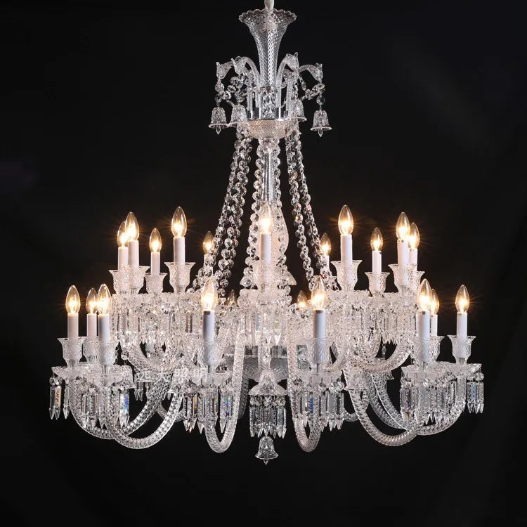 lustre en cristal transparent pour un éclairage élégant et raffiné