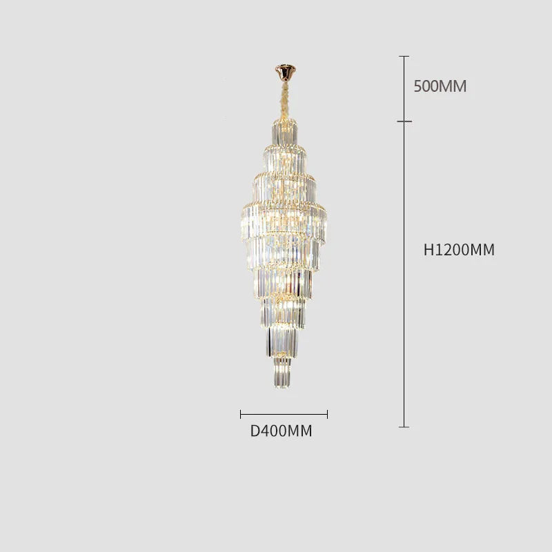 lustre en cristal pour escalier et halls d'hôtel