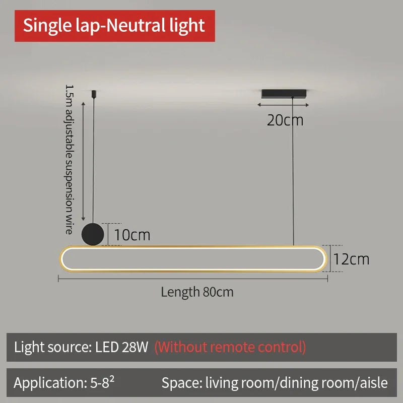 Modern and simple LED dining room chandelier, Nordic gold living room, kitchen lights, bar, meeting room decorative lighting