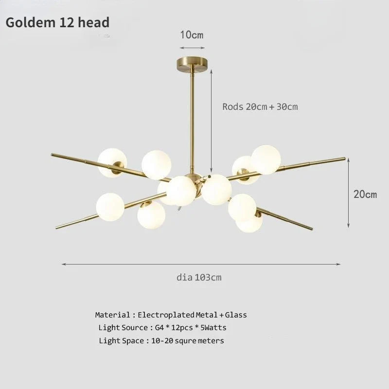 lampe moderne simple en cuivre décoration moléculaire nordique