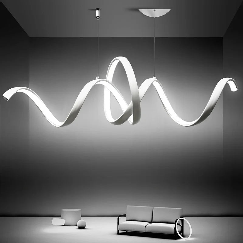 suspension LED en aluminium forme de s décorative