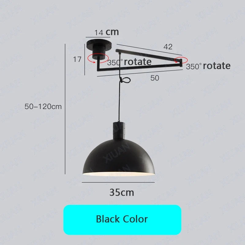 Suspension extensibles nordiques LED blanc noir Chrome abat-jour bras oscillant suspension pour salon Table à manger décor