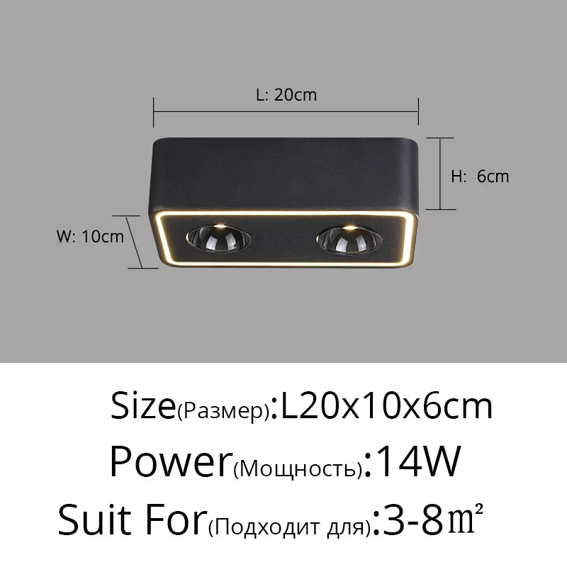 Spot carré led anti-éblouissement monté en surface