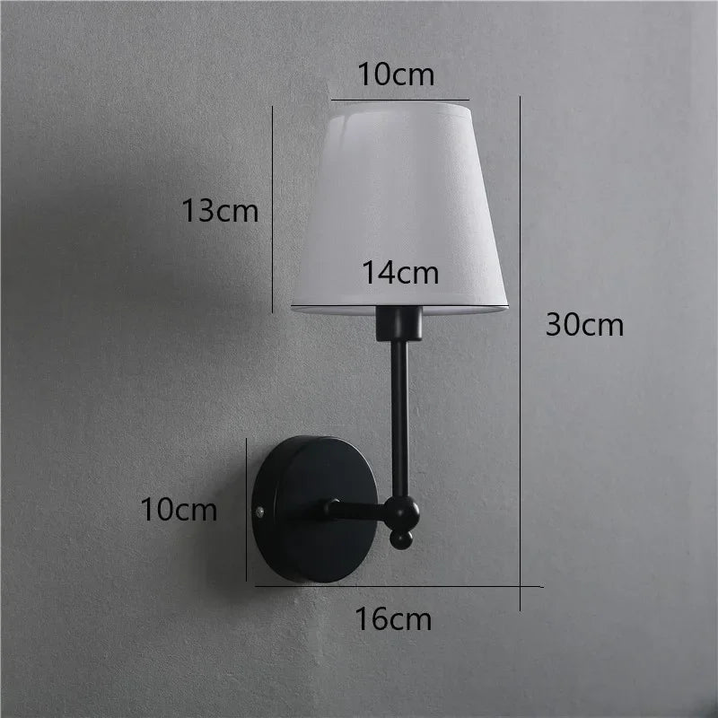 applique murale led rétro américaines couvertes de lin luxueuses