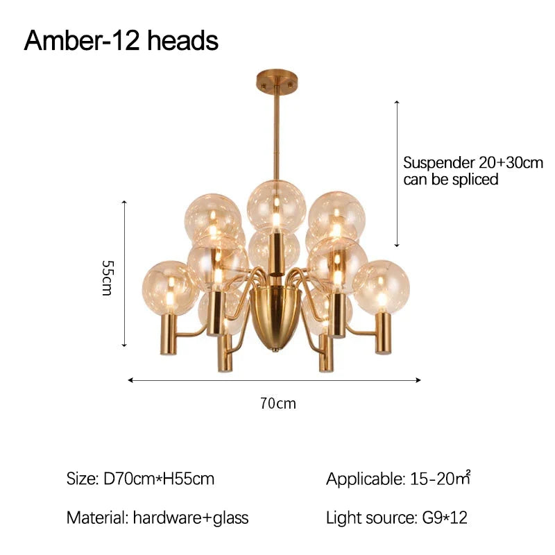 plafonnier led suspendu design moderne boule de verre luminaire décoratif