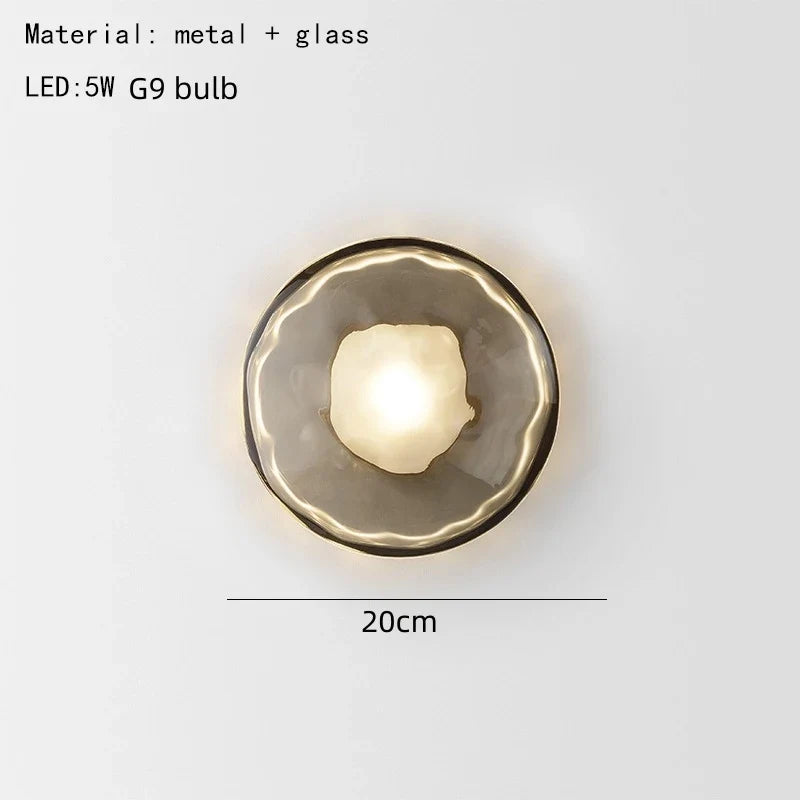 applique murale nordique en verre transparent avec lampe en métal