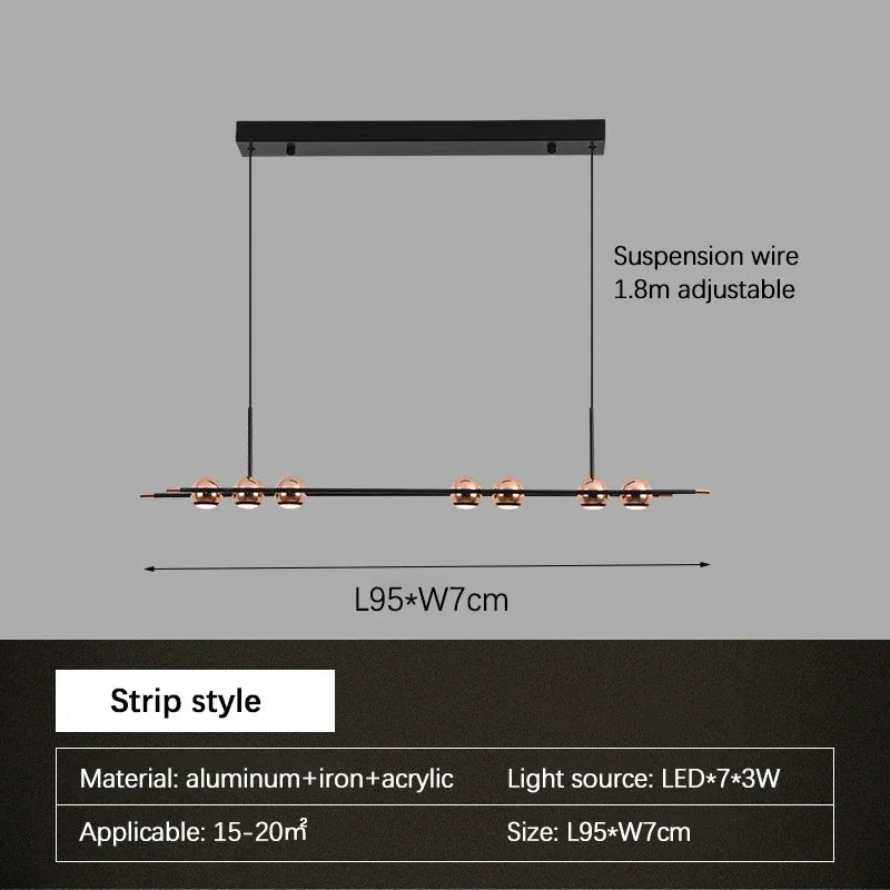lustre led moderne en forme de haricot pour salon luxueux