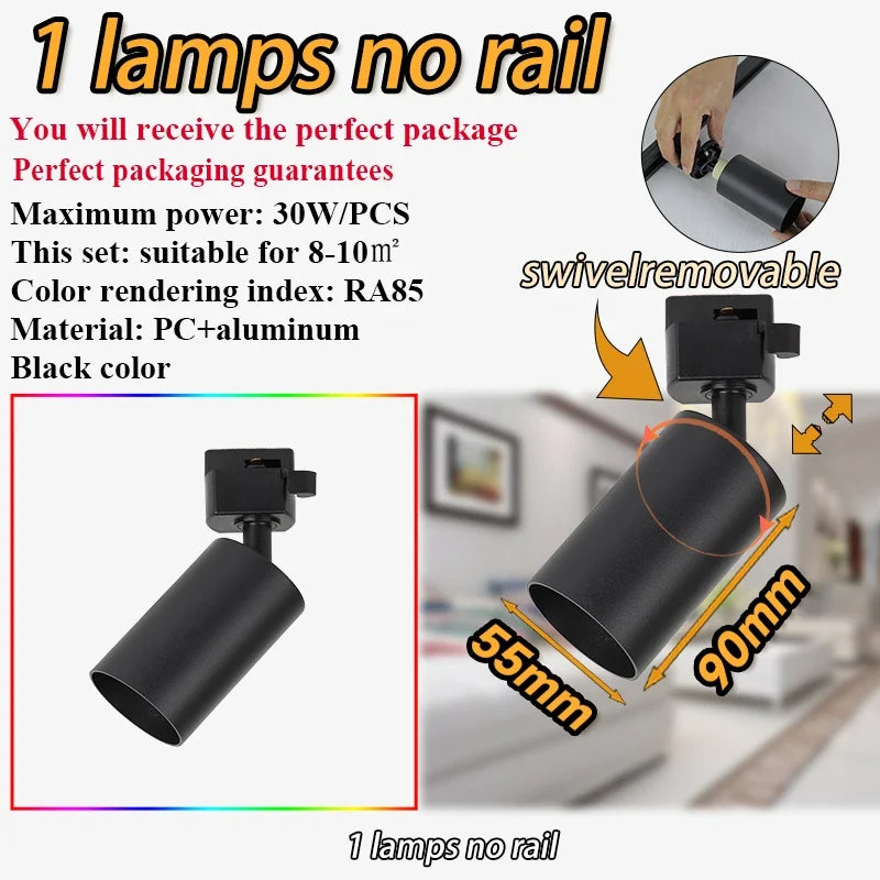 kit d'éclairage sur rail spots dimmables pour décoration intérieure
