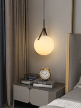 suspension boule de verre en cuir de luxe moderne